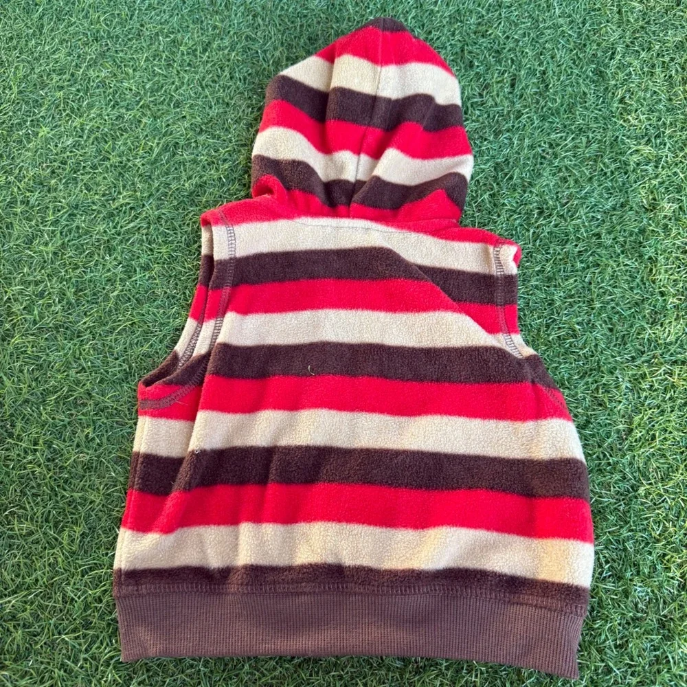 Disney 101 Dalmatians Baby Fleece Hooded Vest Red Brown Striped 6M Puppy Arf